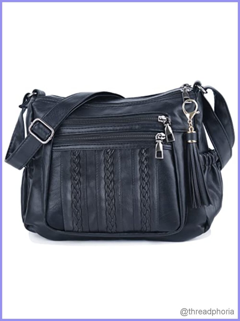 PU Leather Ladies Crossbody Purse Multi Pocket Shoulder Bag